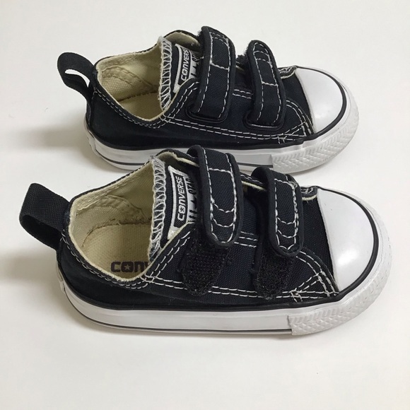 Converse All Star Chuck Taylor Toddler Boy Sneakers SZ 4 Black Low Top Hook Loop - Picture 14 of 16